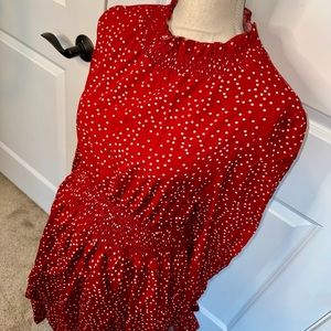 SHEIN All Over Print Red Pokadot XL Long Sleeve Short Dress Never Worn
